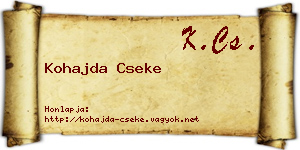 Kohajda Cseke névjegykártya